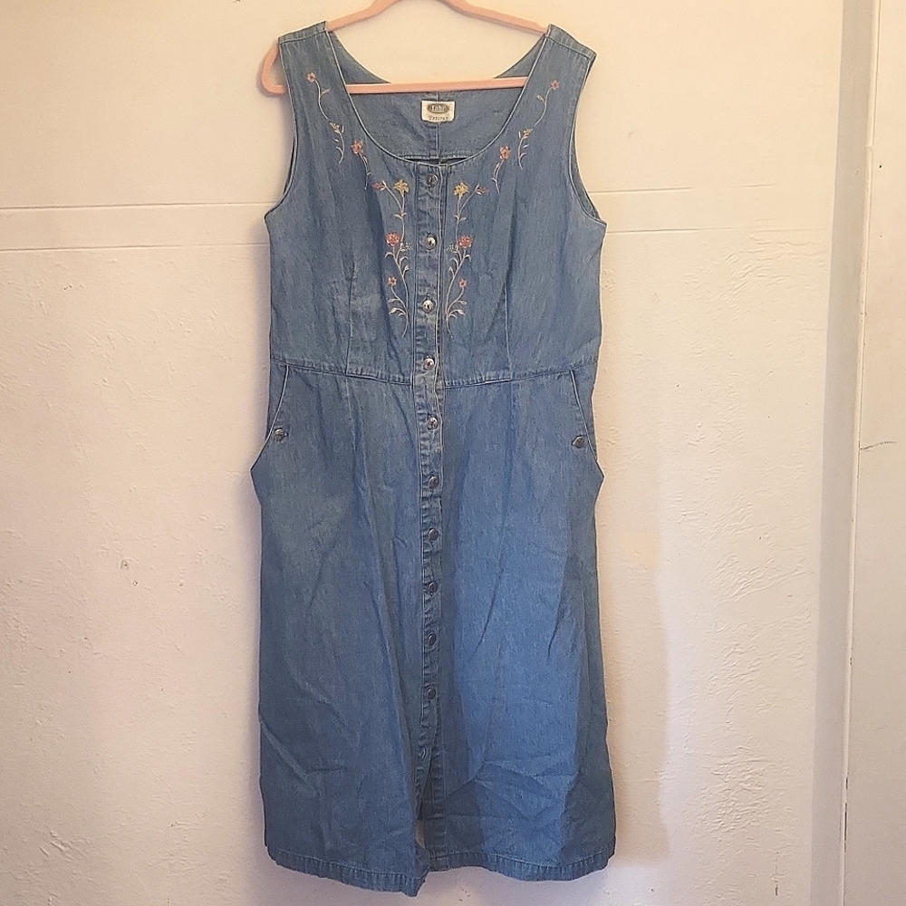 Embroidered Denim Dress